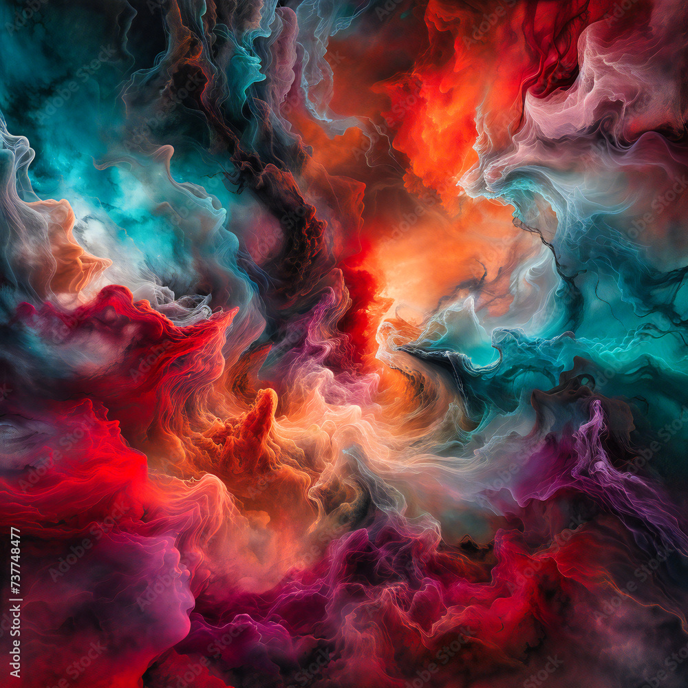 Fototapeta premium Vibrant abstract cloud texture, creating a dreamlike and colorful backdrop with imaginative and vivid artistic effects