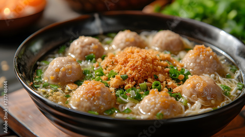 close up of bakso in bowl, Food Photography