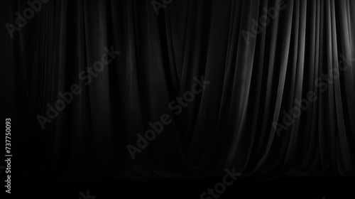 Black background made of elegant translucent drapes, product display montage