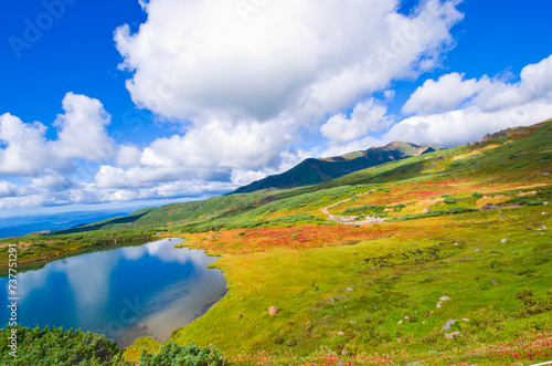 Beautiful autumn colors at Mt. Asahidake, Hokkaido, Japan.