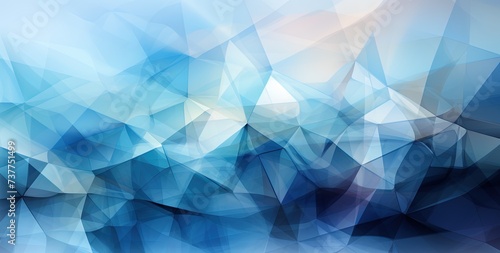 Blue, turquoise background with crystals, triangles. Created with Ai