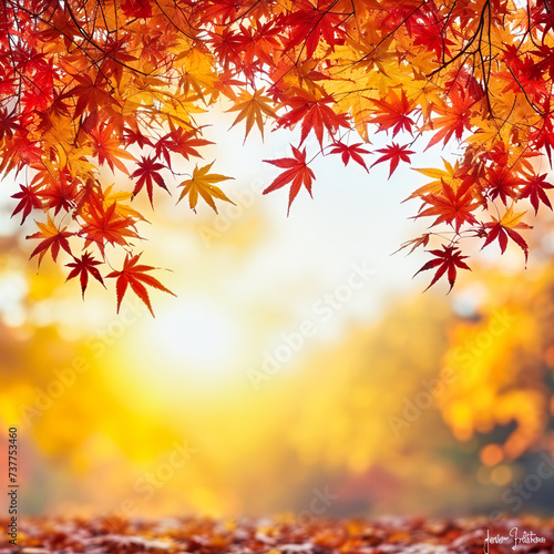 Vibrant autumn leaves framing a seasonal background  symbolizing the transition and beauty of fall