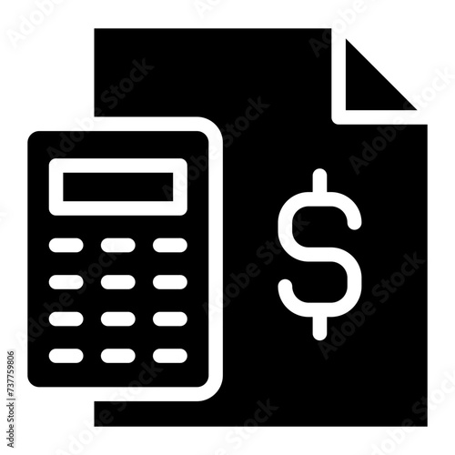 Money document and calculator outline icon. linear style sign for mobile concept and web design. Financial accounting icon