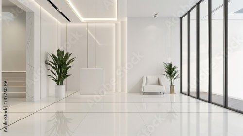 Minimalist White Entrance Hall with Sleek  Modern Design AI Generated.