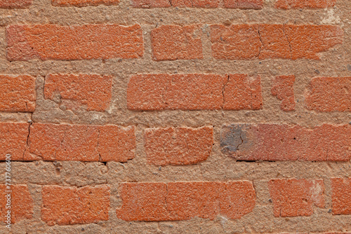 Texture of an old red brick wall