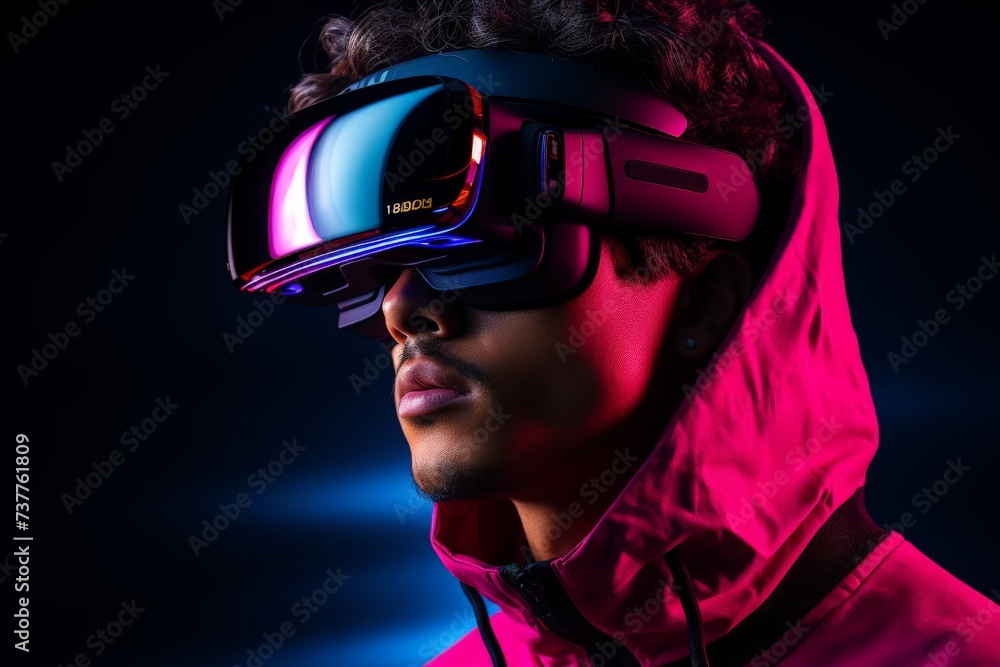 Futuristic Visionary in Virtual Reality Headset Futuristic Visionary in Virtual Reality Headset
