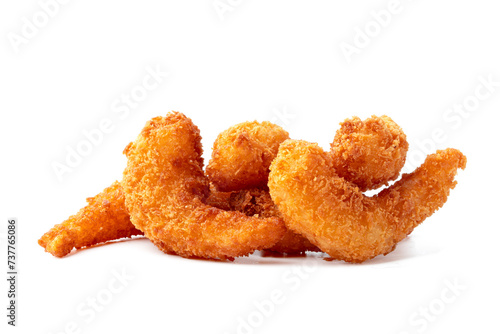 Shrimps in breadcrumbs isolated on white background