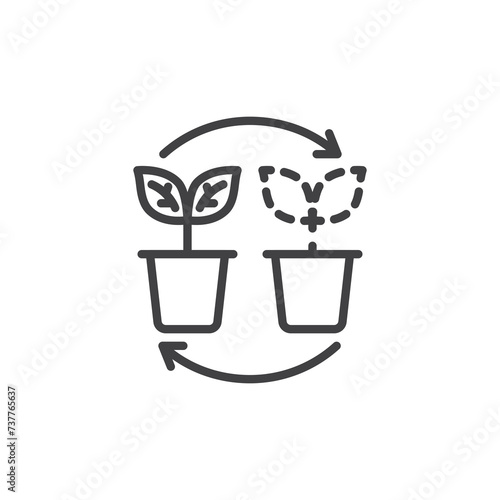 Plant transplanting line icon