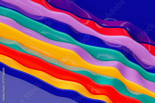 3D illustration  colorful   stripes in the form of wave waves  futuristic background.