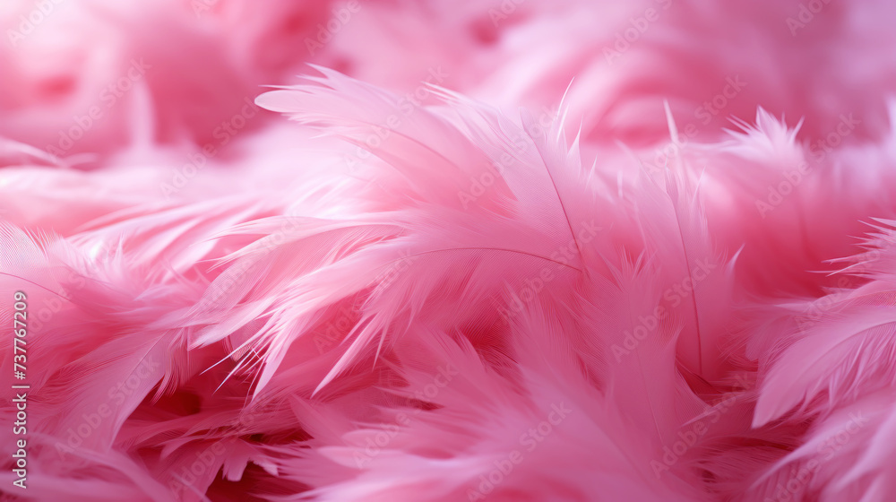 Close up of light pink luxurious feather background with copying spaces. Generative AI