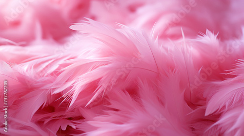 Close up of light pink luxurious feather background with copying spaces. Generative AI