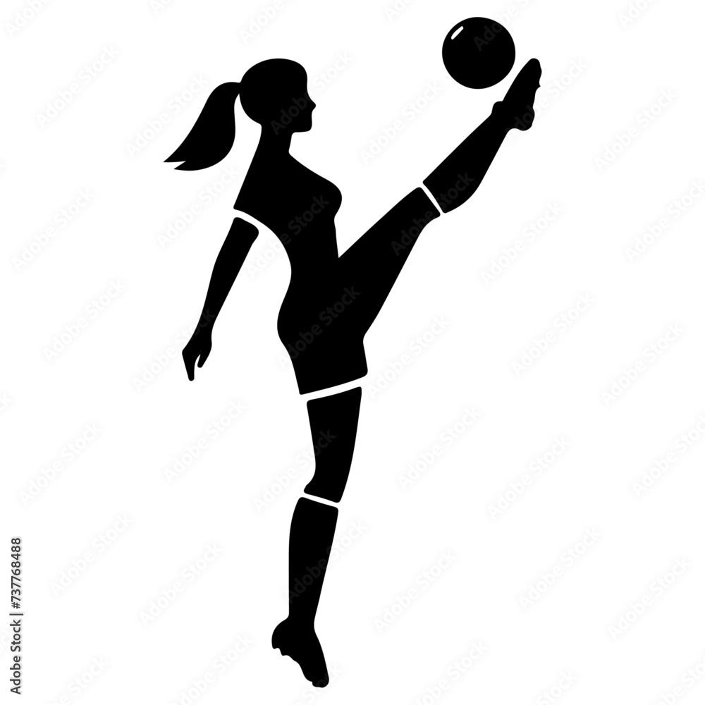 Soccer player pose vector icon in flat style black color silhouette