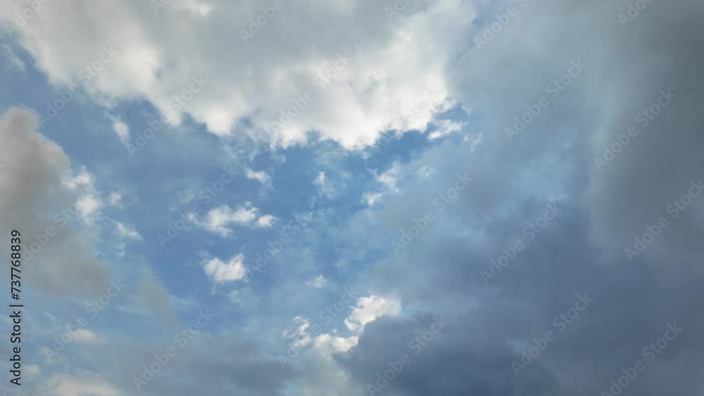 Time-lapse of dramatic cloudscape with shifting cumulus and storm clouds, ideal for weather-related concepts or depicting changing moods in nature documentaries Time-lapse of dramatic cloudscape with shifting cumulus and storm clouds, ideal for weather-related concepts or depicting changing moods in nature documentaries