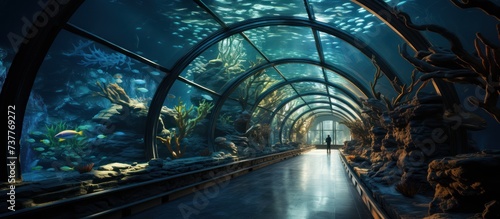 Beautiful Aquarium underwater tunnel view