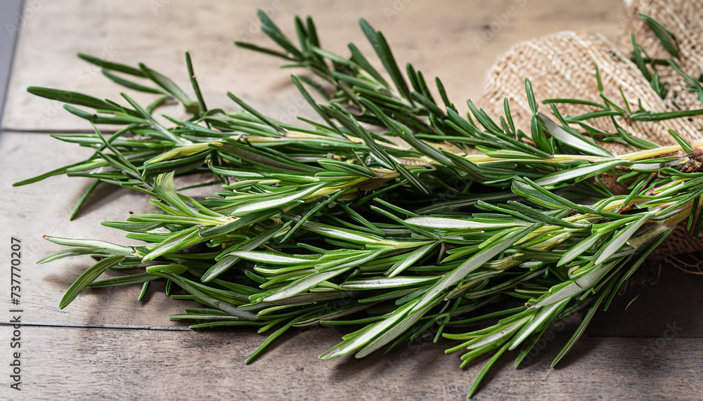 Organic, natural and fresh bunch of fresh rosemary on the table