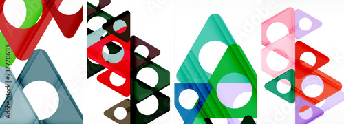 Abstract background set featuring captivating triangles. Harmonious blend of geometry and style, these designs bring modern flair