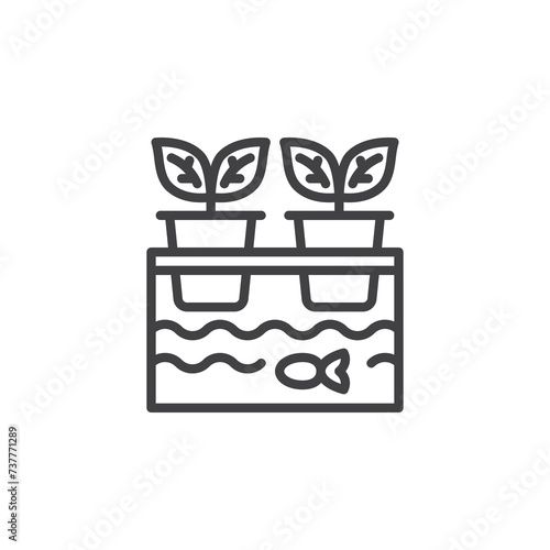 Cultivating plants in water line icon
