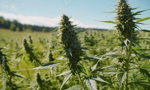 Marijuana plant at outdoor cannabis farm field