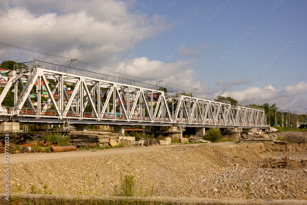 metal railway bridge over the river metal railway bridge over the river