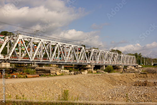 metal railway bridge over the river