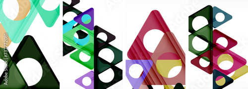 Abstract background set featuring captivating triangles. Harmonious blend of geometry and style, these designs bring modern flair