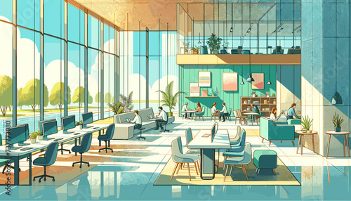 Concept vector illustration of business office. 