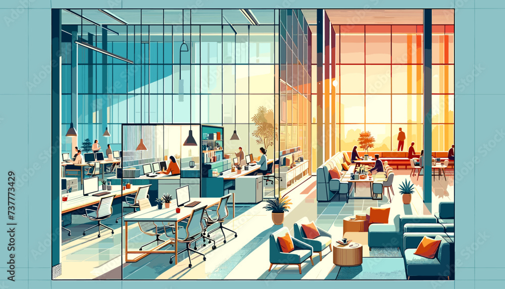 Obraz premium Concept vector illustration of business office. 