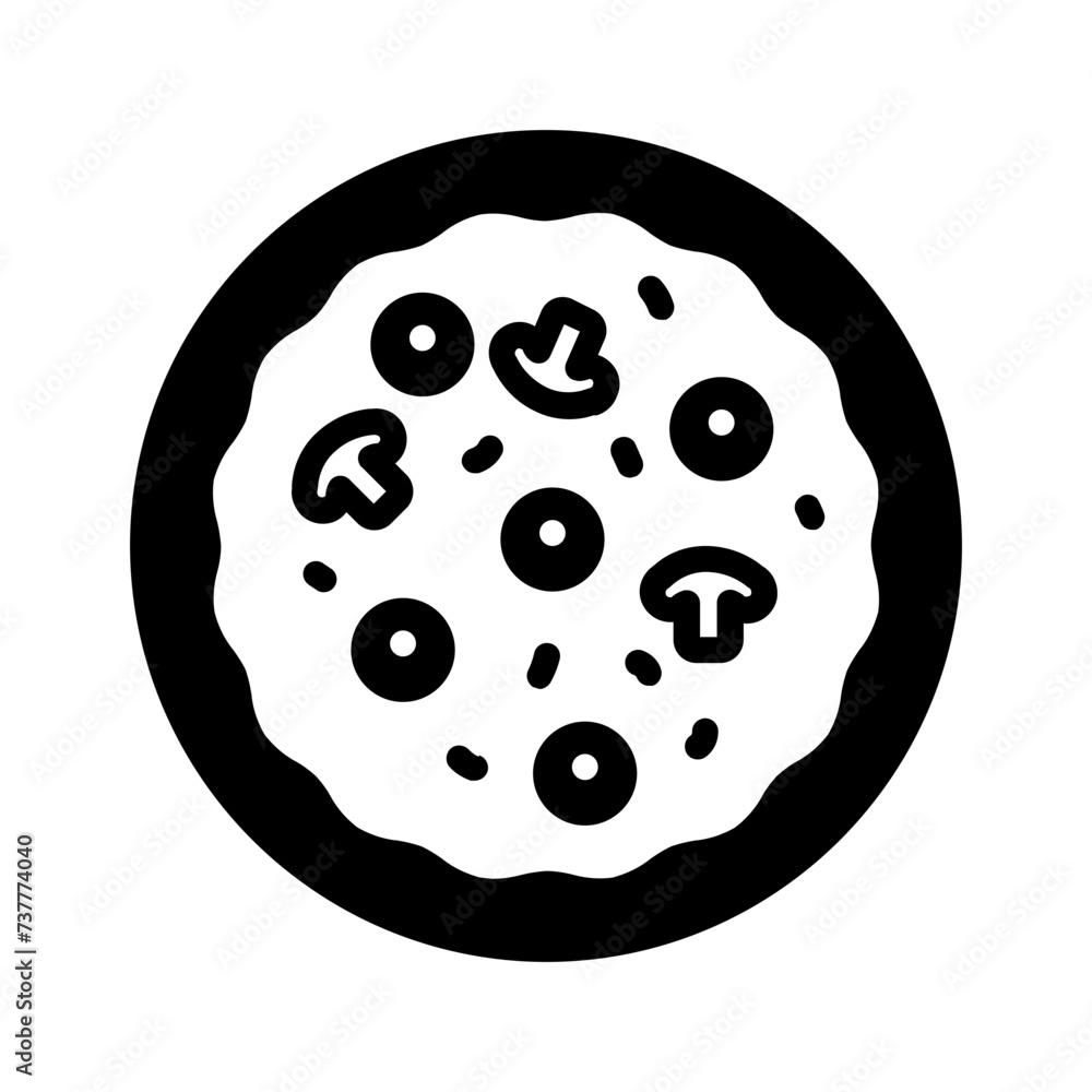 Vector solid black icon for Pizza dish Vector solid black icon for Pizza dish