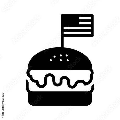 Vector solid black icon for American cuisine photo
