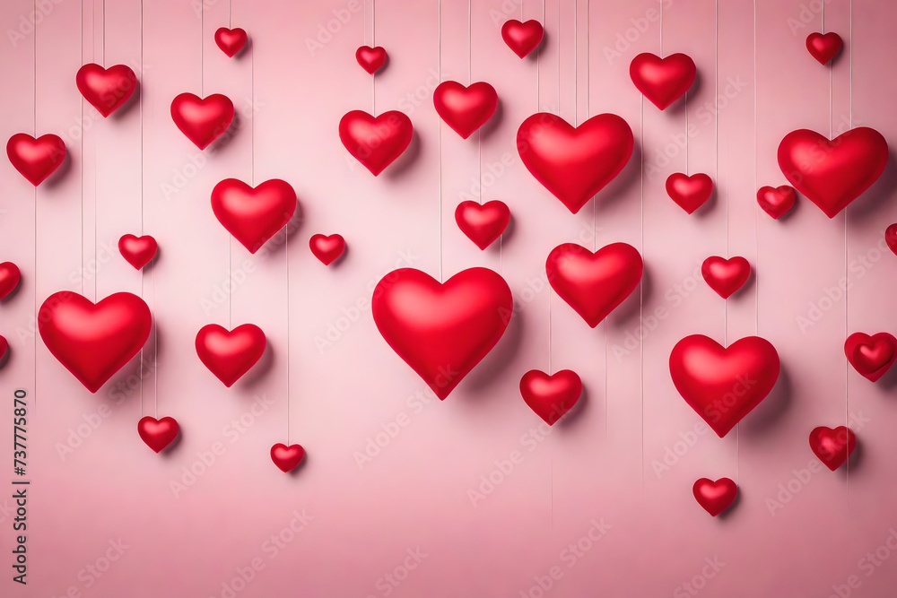 red hearts on  a pink background