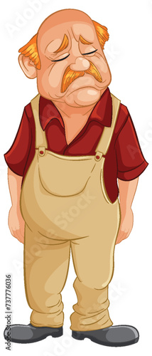 Cartoon of an elderly man looking exhausted and sad.
