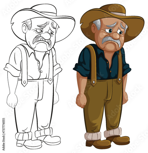 Vector illustration of a dejected cartoon cowboy