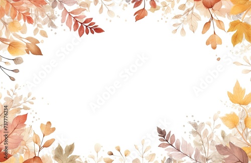 Autumn leaf frame on white background