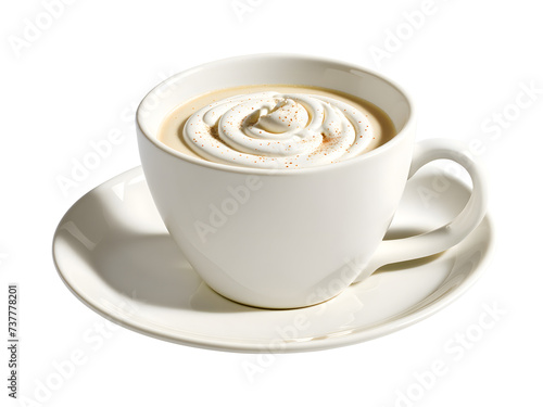 A cup of coffee with whipped cream on transparent background, Generative AI