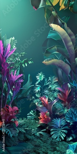 Vibrant Botanical Illustration: Colorful Poster Wallpaper Design Material Background © ran