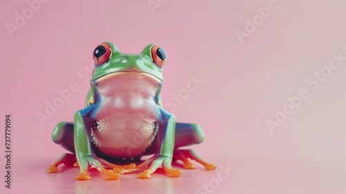 On a pastel backdrop, a frog is featured.