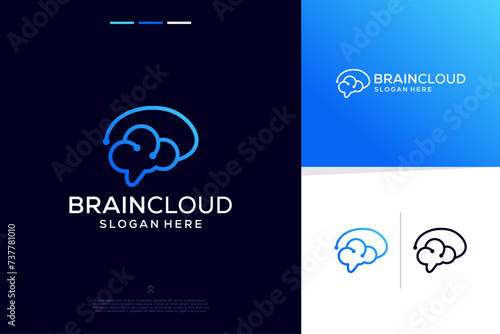 Brain tech smart digital idea logo cloud combine design inspirations