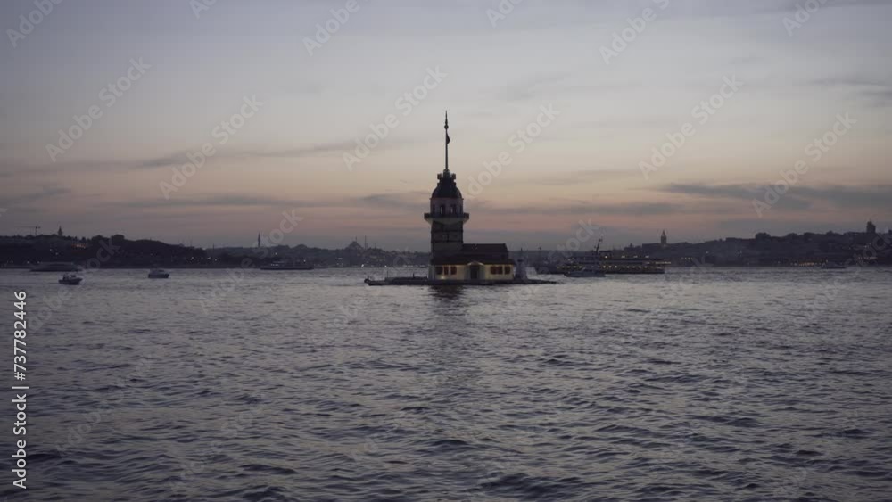 Sunset view of the Maiden's Tower in Istanbul, Turkey Sunset view of the Maiden's Tower in Istanbul, Turkey