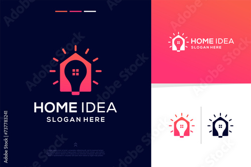 Creative bulb or lamp combine with home logo design with modern style