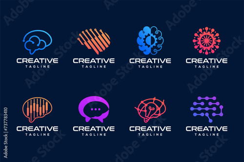Best collection brain tech smart digital idea logo design inspirations