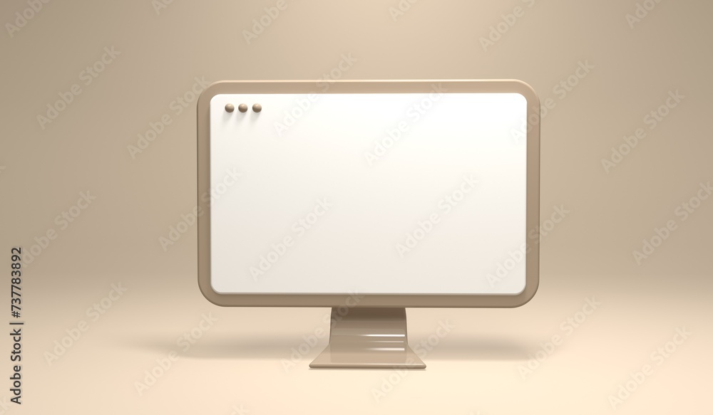 Desktop computer with blank screen - minimal modern 3D render Desktop computer with blank screen - minimal modern 3D render