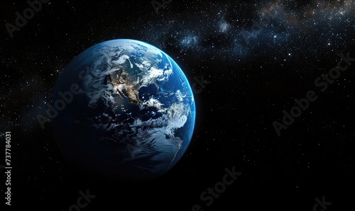 Earth planet view from space showing realistic earth surface. Energy saving concept. concepts of environmental conservation and global warming.