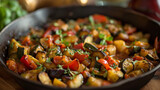 This hearty meal of Fireside Ratatouille brings together the warmth of a cozy fire and the comforting flavors of fireroasted eggplant zucchini and bell peppers.