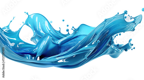 blue paint liquid splash isolated against transparent background 