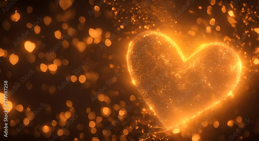 Shimmering golden heart on a bokeh background. The concept of a romantic holiday or Valentine's Day. Shimmering golden heart on a bokeh background. The concept of a romantic holiday or Valentine's Day.