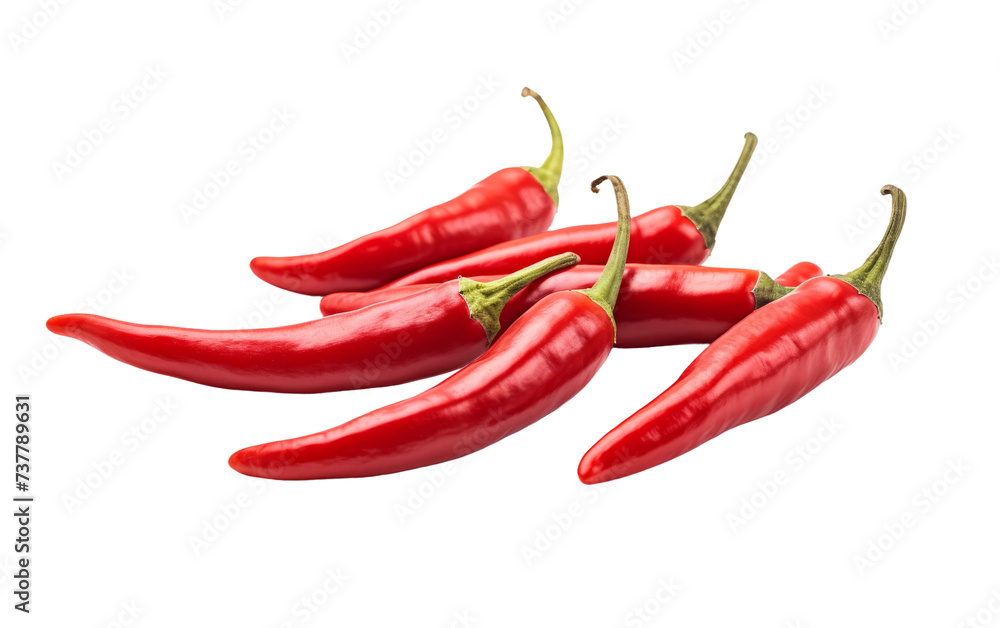 Fresh Red Chili Peppers on white background