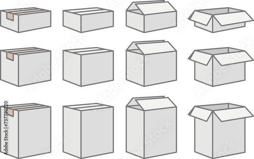 White cardboard box set with solid line