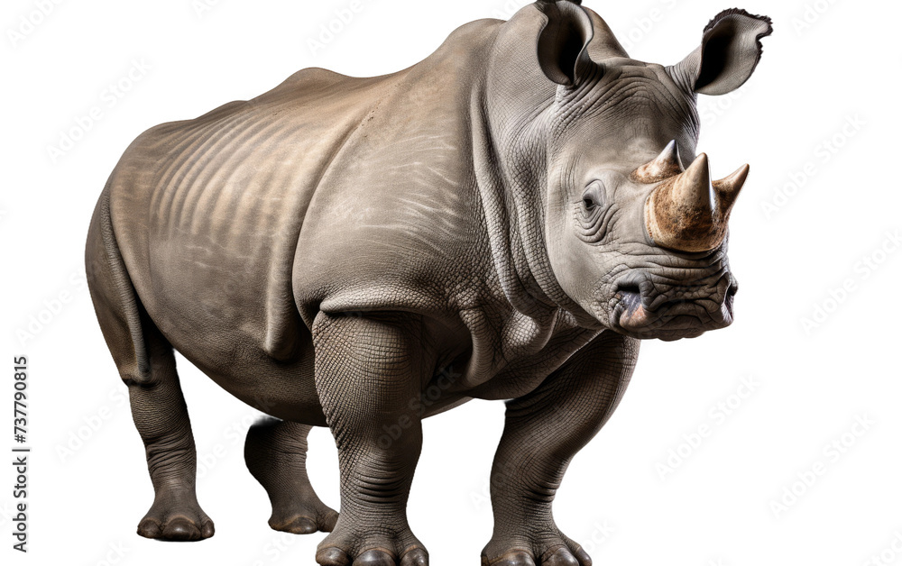 Proud Rhinoceros King on white background