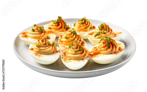 Tempting Spicy Deviled Eggs with Chives on transparent background