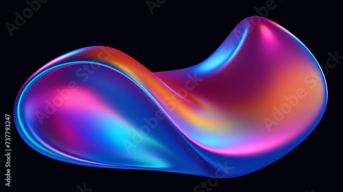 3D render holographic gradient shape - This abstract.